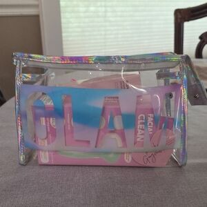 Bundle: Holographic Makeup Bag with GLAM Print & Various products (All New)
